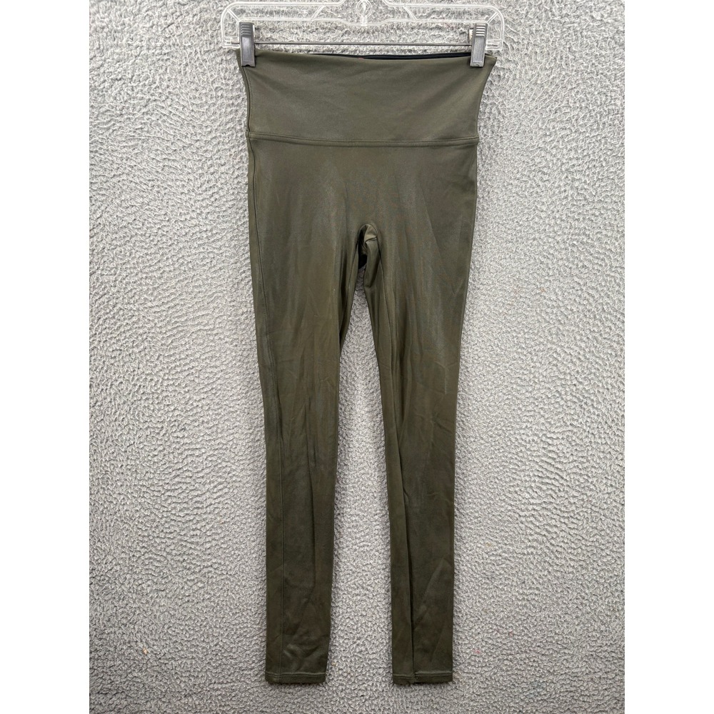 Spanx Faux Leather Leggings Women Small Olive Green High Waisted Ankle 2437